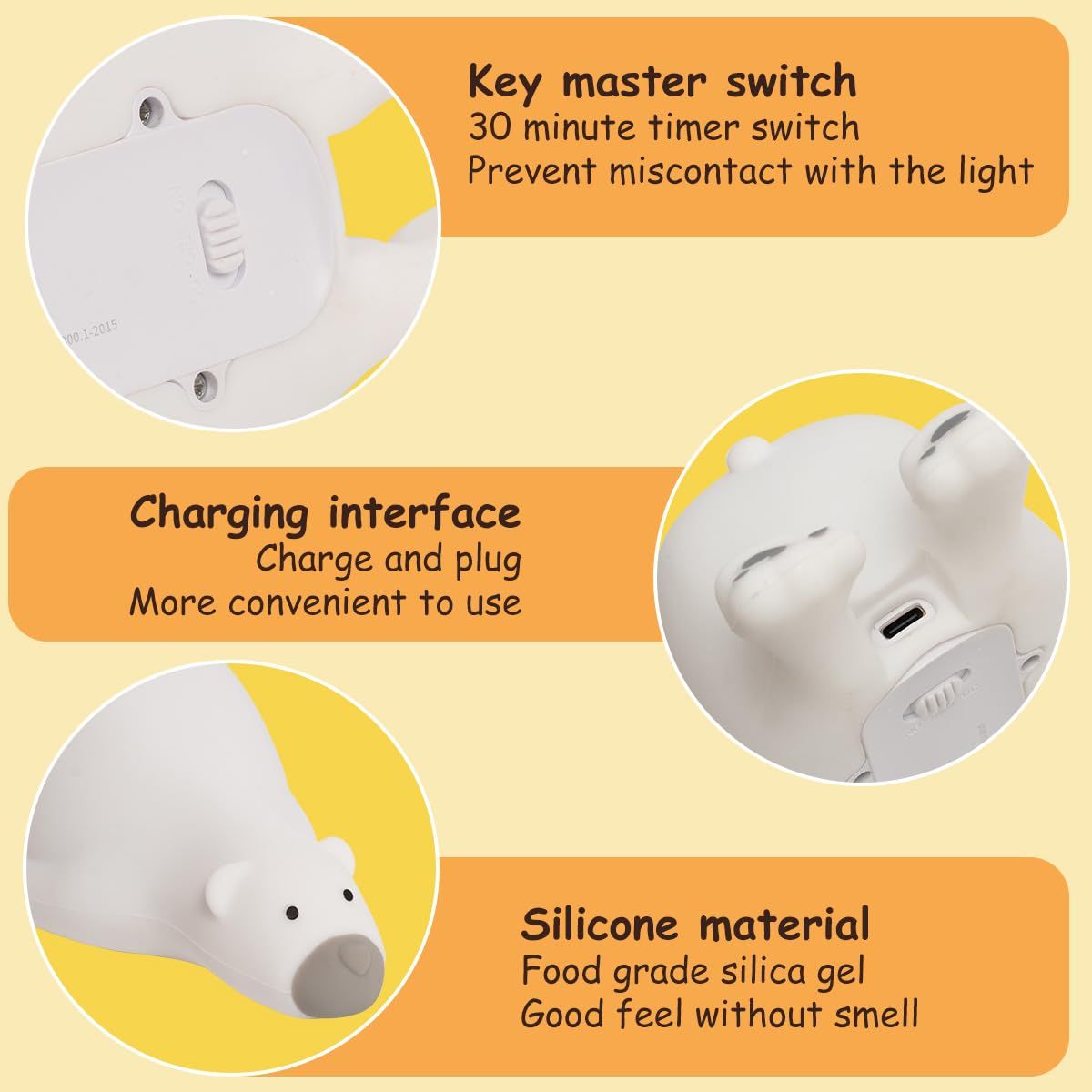 Duck Sleep Lights with Touch Sensor Baby Silicone Night Light Rechargeable Battery Dimmable Night Lamp Christmas Gifts for Baby