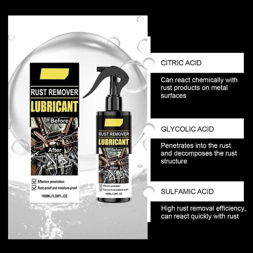 Auto Metal Rust Remover Spray 100ml, Trigger Spray Anti-Oxidation Cleaner for Car Exhaust Pipe Wheel Hub Undercarriage Bolts