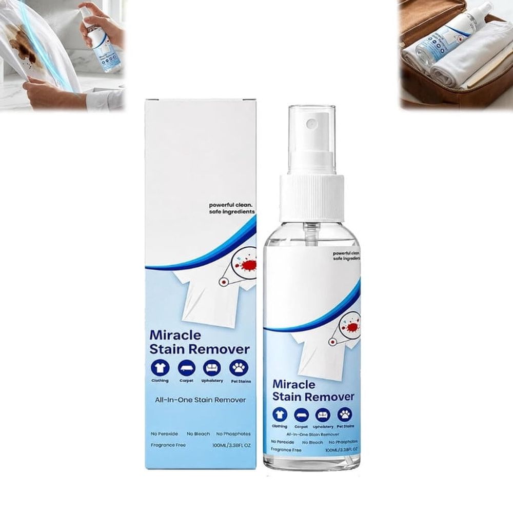 Stain Remover Spray, All-In-One Household Stain Solution , Clothes Stain Remover, Household Use, All-In-One, Multi-Surface, Removes Coffee, Wine, Grease, Pet Stains from Clothes