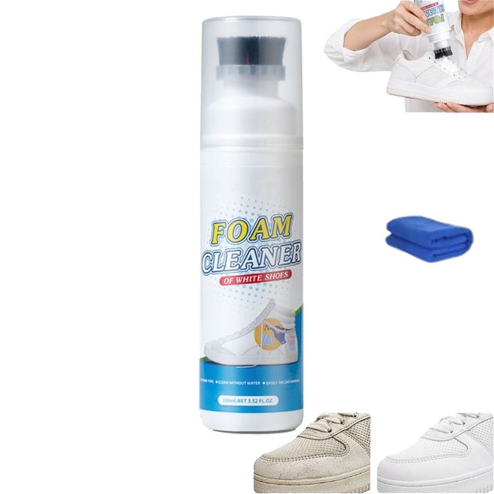 Rinse-Free Foam Cleaner with Built-In Brush, White Shoe Cleaner (3PCS) | White Shoe Cleaning Kit, Rinse-Free Formula, Suitable for Daily Shoe Care