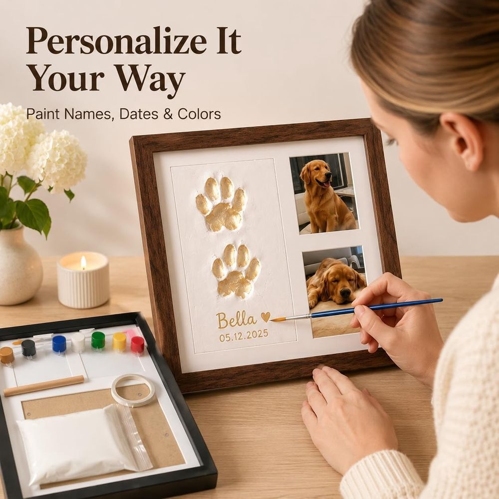 Horse Hoofprint & Family Keepsake Clay Kit – for Paws, Hands & Footprints Made by You & Personalise It Your Way, Wood Frame Imprint Clay Keepsake Kit, with Complete DIY Painting Set