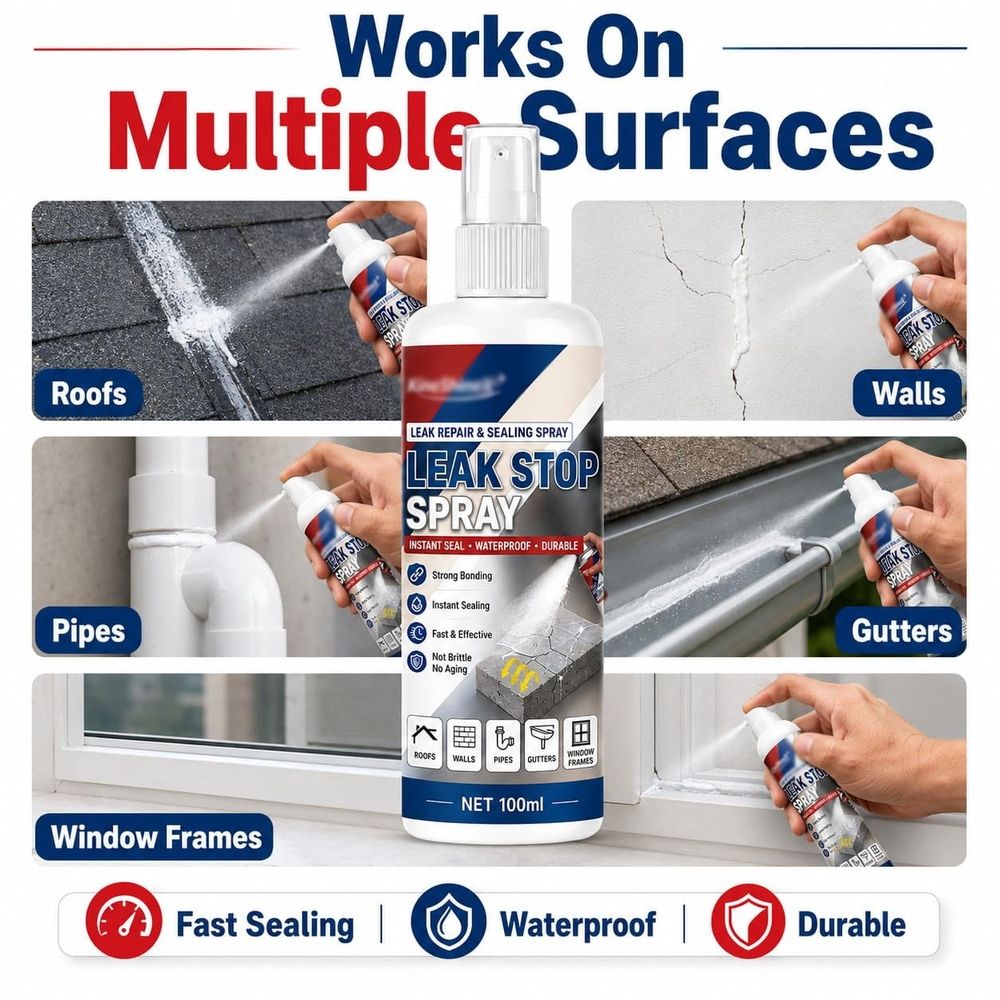 Waterproof Leak Repair & Sealing Spray, New Fast Drying Clear Rubberized Coating for Roof, Gutter, Pipe Cracks & Windowsill, High-Adhesion Patch Sealant