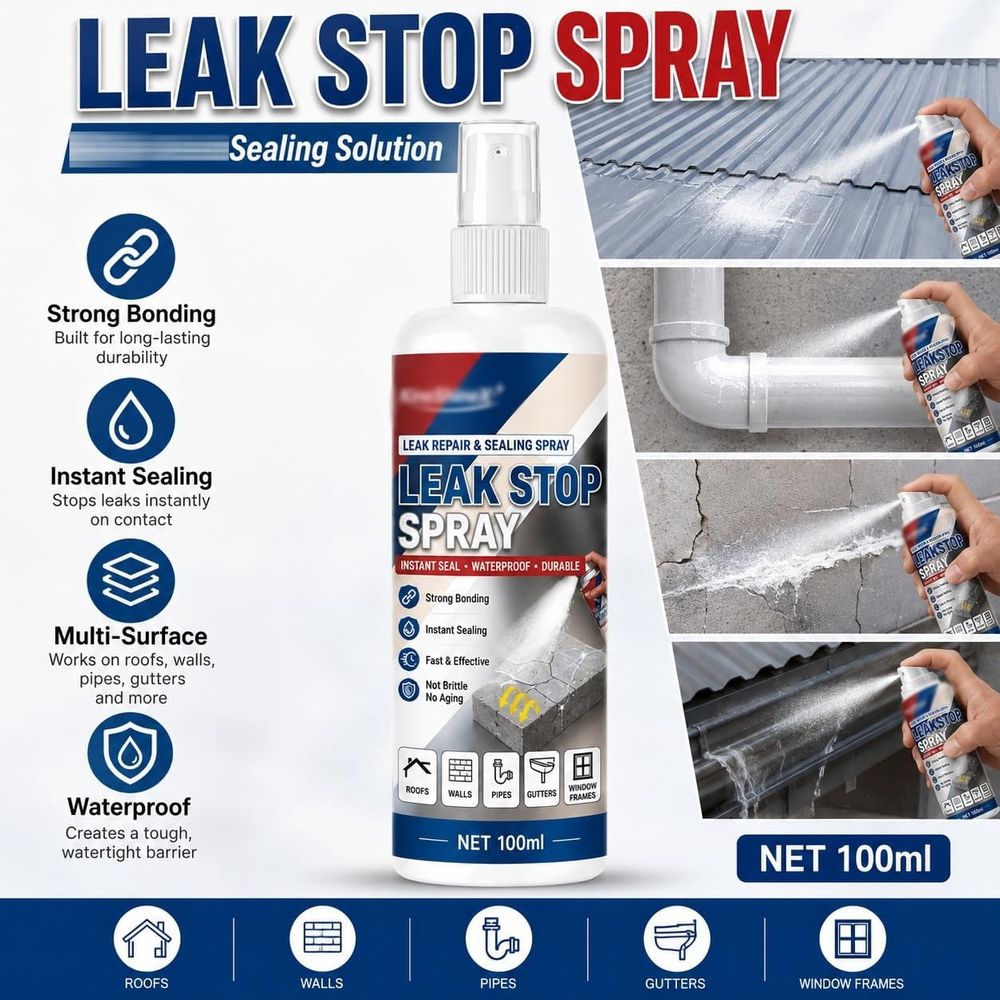 Waterproof Leak Repair & Sealing Spray, New Fast Drying Clear Rubberized Coating for Roof, Gutter, Pipe Cracks & Windowsill, High-Adhesion Patch Sealant