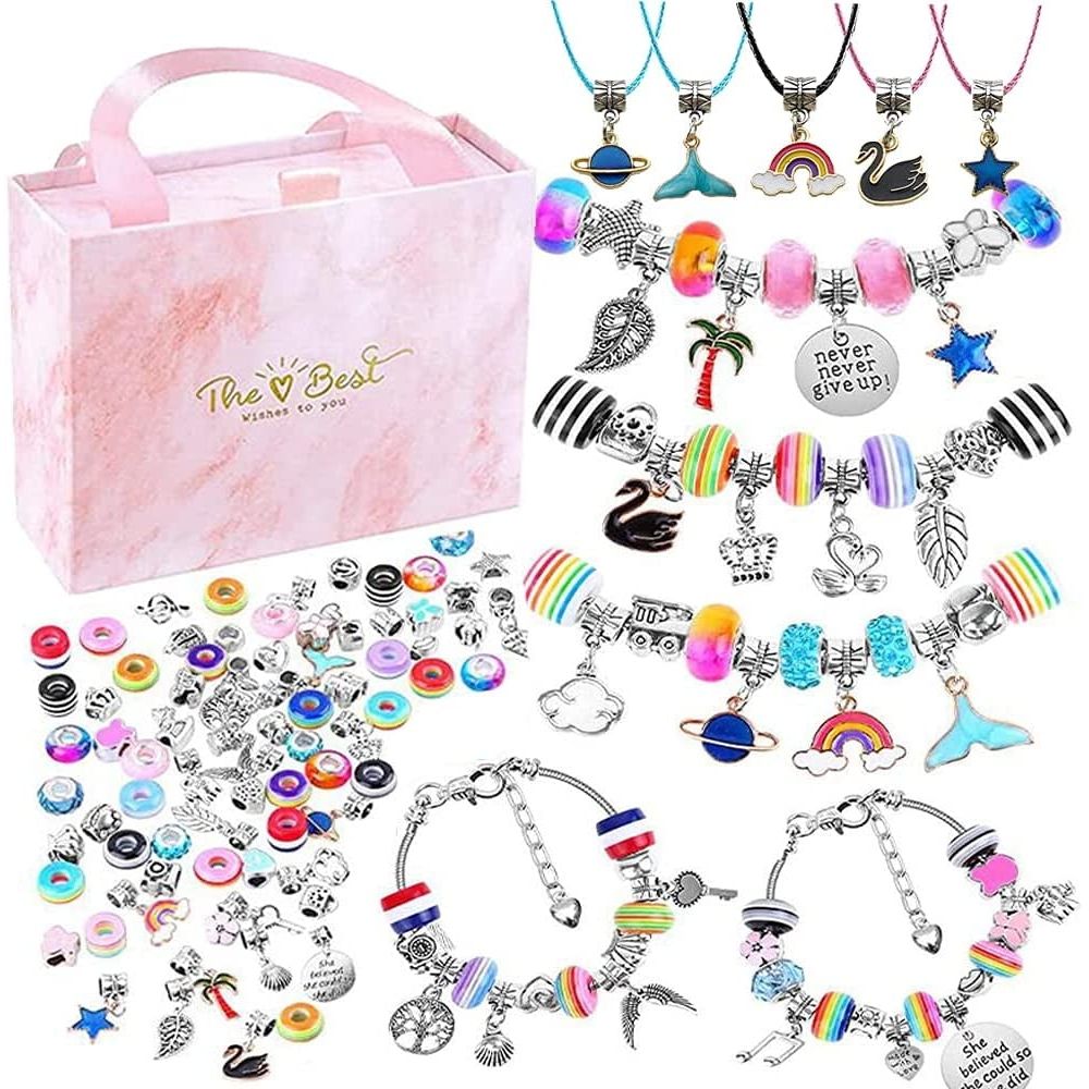 Charm Bracelet Making Kit for Girls, Kids' Jewelry Making Kits Jewelry Making Charms Bracelet Making Set with Bracelet Beads, Jewelry Charms and DIY Crafts with Gift Box 93 Pieces