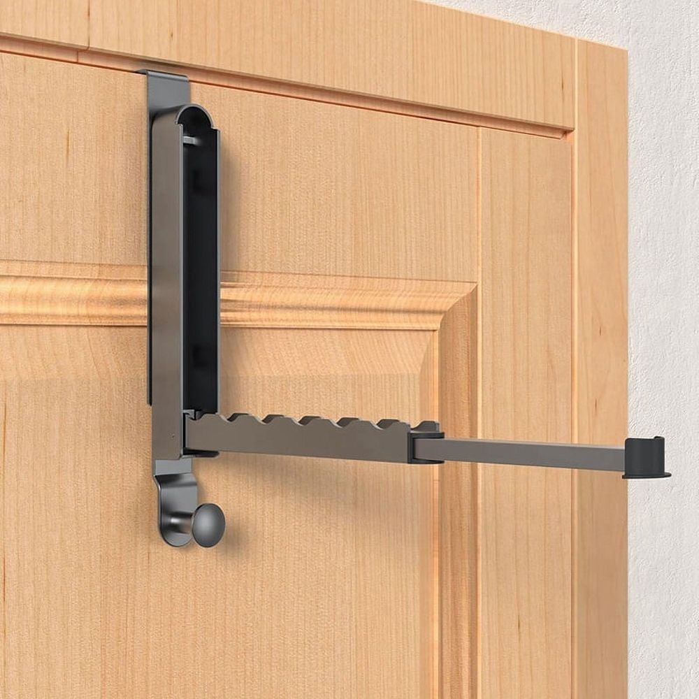 Folding Clothes Drying Rack, Aluminum Alloy over the Door Hanger with Retractable Rod, Foldable Portable for Bathroom