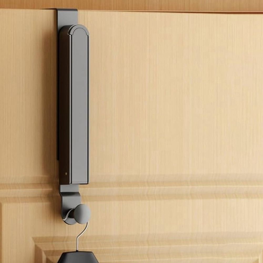 Folding Clothes Drying Rack, Aluminum Alloy over the Door Hanger with Retractable Rod, Foldable Portable for Bathroom