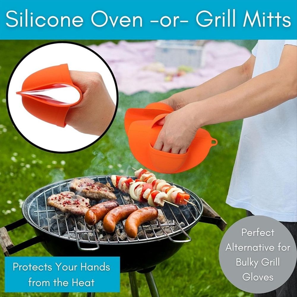 BBQ Grill Mitts for Outdoor Grill Grill Gloves Heat Proof Grill Accessories for Outdoor Grill Heat 2pk Mitts