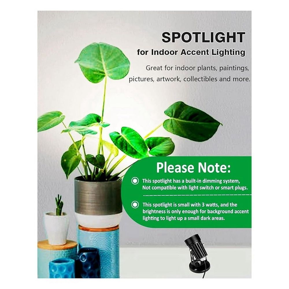 Spot Lights Indoor Up Lights Indoor with Timer, 3W Floor Spotlight Indoor Uplighting, 3000K/4000K/5000K Light US Plug