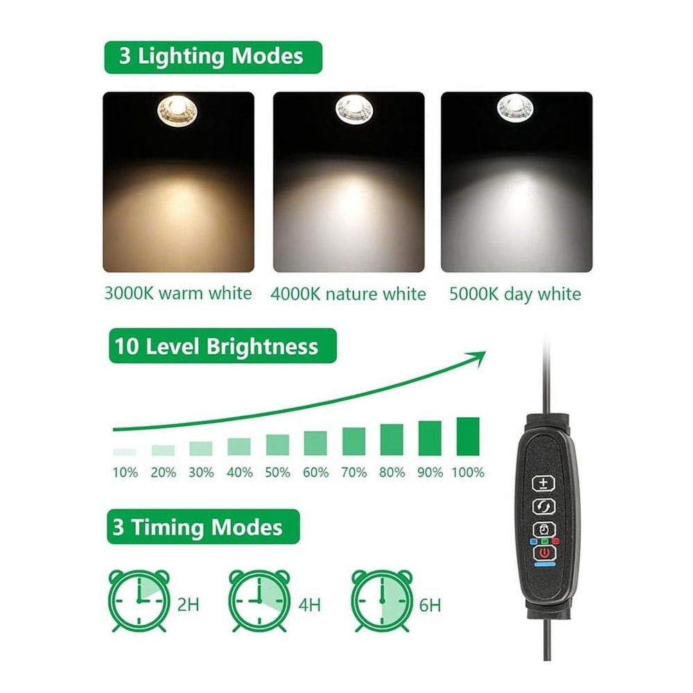 Spot Lights Indoor Up Lights Indoor with Timer, 3W Floor Spotlight Indoor Uplighting, 3000K/4000K/5000K Light US Plug