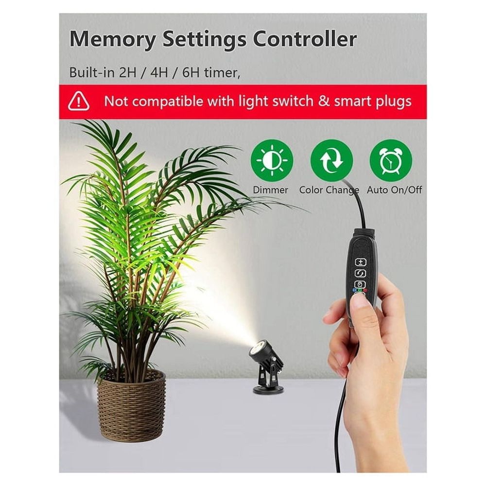 Spot Lights Indoor Up Lights Indoor with Timer, 3W Floor Spotlight Indoor Uplighting, 3000K/4000K/5000K Light US Plug