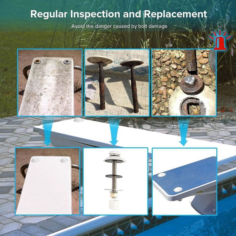 Diving Board Bolts, Diving Board Mounting Kit for Two Hole Residential Pool Diving Board, Diving Board Bolt Kit