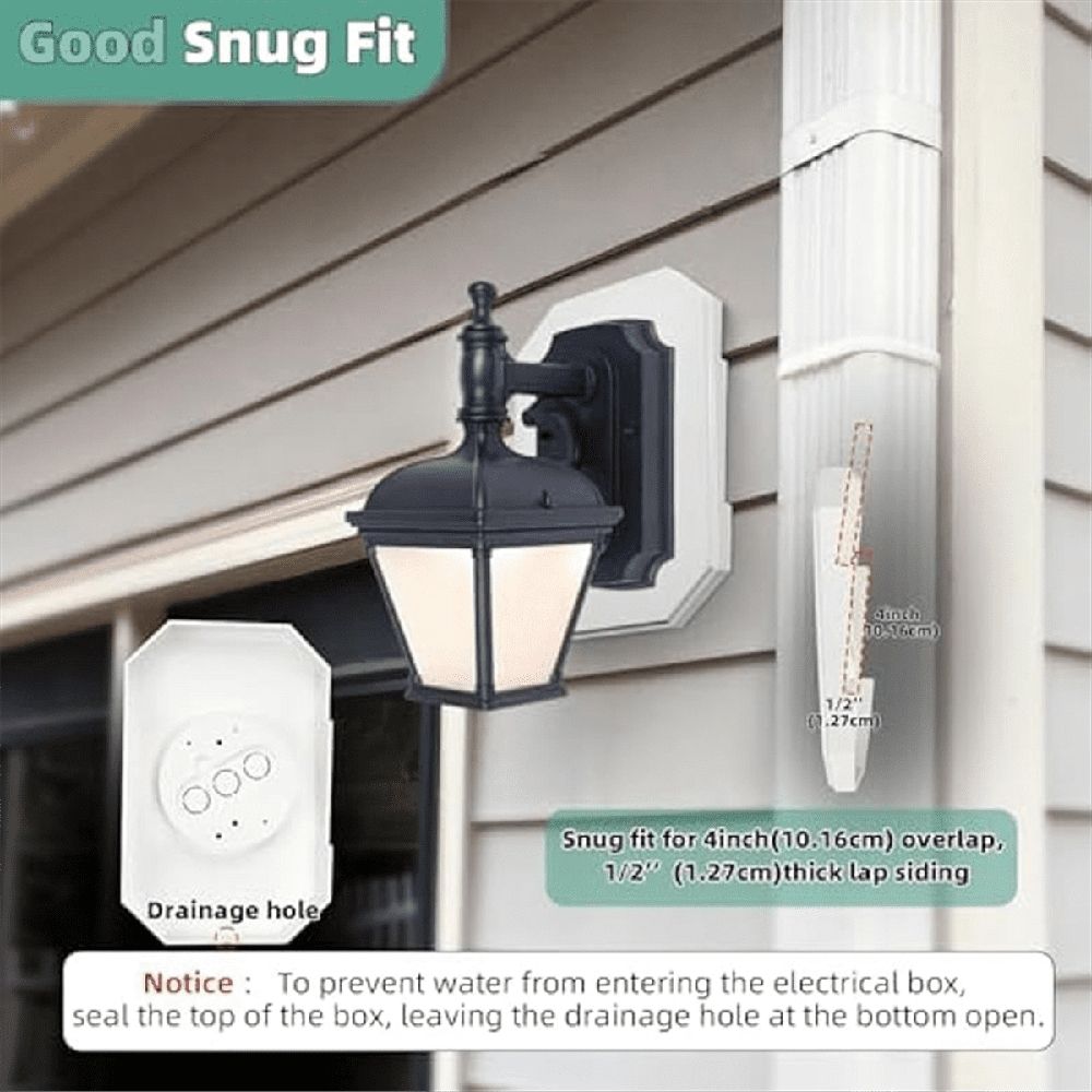 Siding Mounting Block,8141DBL Built-in Box Outdoor Light Block,2Sets for 1/2 Inch Lap Double and 4