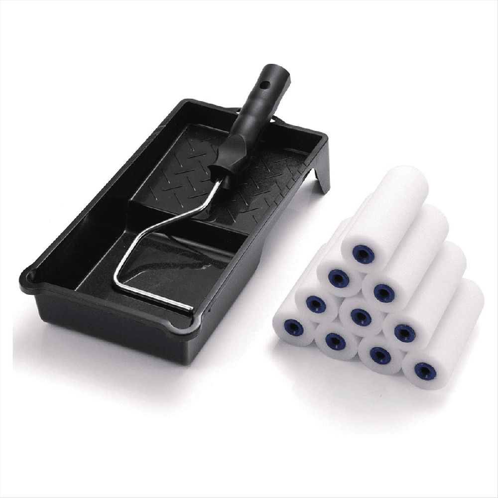 4inch Foam Paint Roller, Roller Frame with Mini Cover Replacement Covered Ends, (12 Pieces)