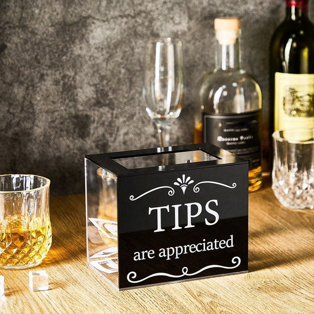 Tip Jars for Money Acrylic Cash Box Donation Bucket 6x4x5 Inch Storage Container Suggestion Raffle