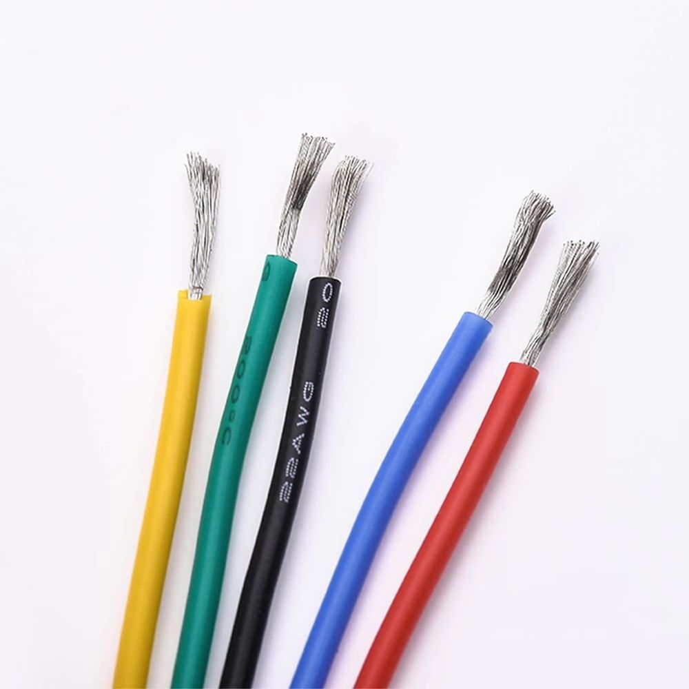 22AWG Electric Wire Flexible Silicone Wires 22 Gauge Stranded Tinned Copper Wire 5 Colors 16.4ft/5m Each