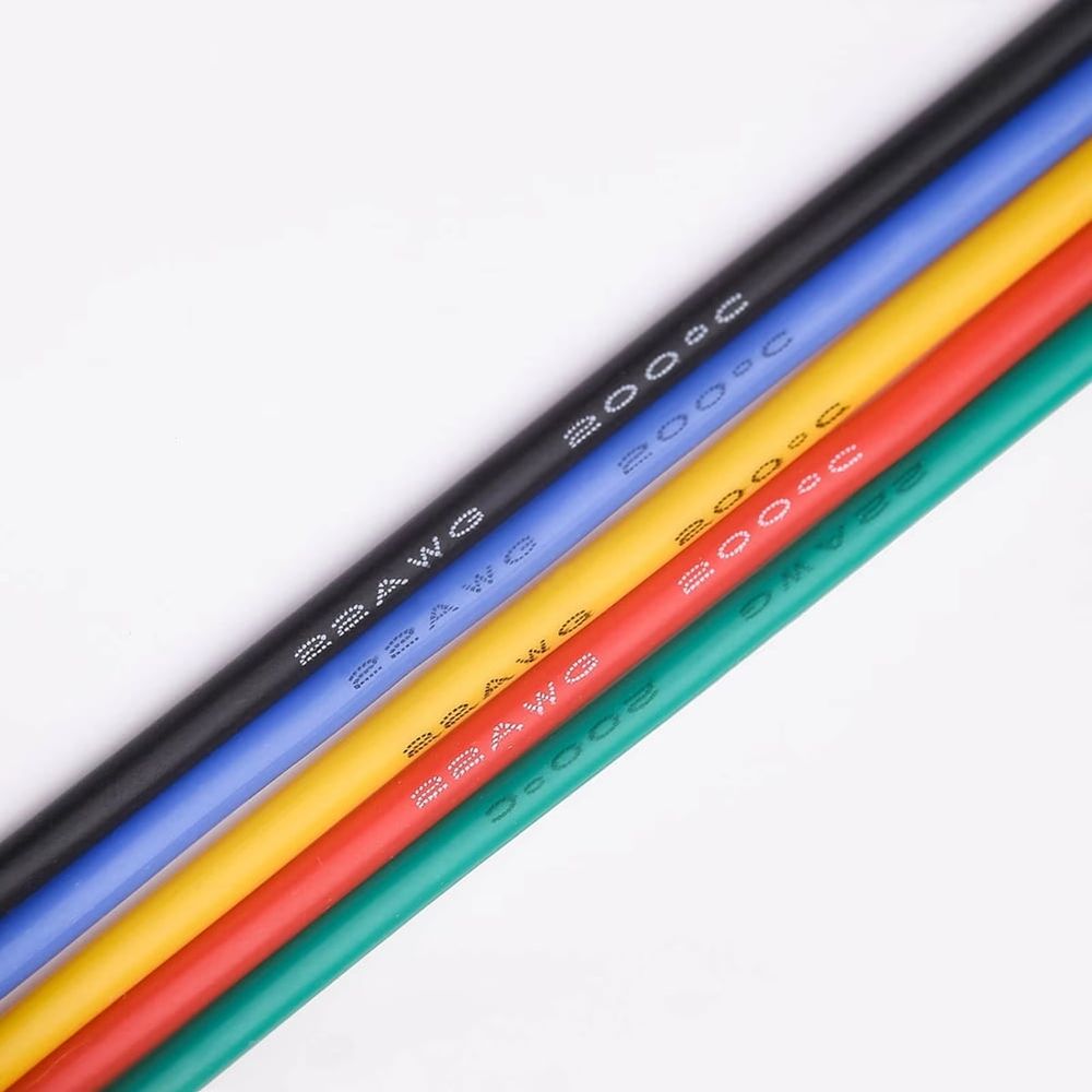 22AWG Electric Wire Flexible Silicone Wires 22 Gauge Stranded Tinned Copper Wire 5 Colors 16.4ft/5m Each