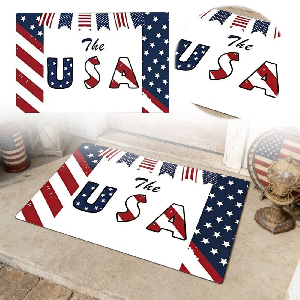 Rectangle Area Rug 23.6x15.7 Inch, American Flag 250th Anniversary Decorative Mat For Living Room Bedroom Dining Room