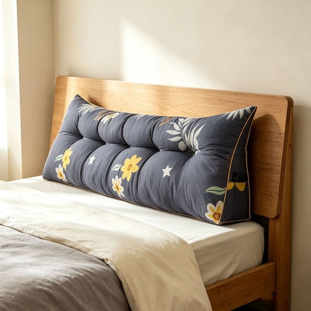 Wedge Bed Rest Pillow Ergonomic Triangular Design Twin 39.3 Inch Dark Grey