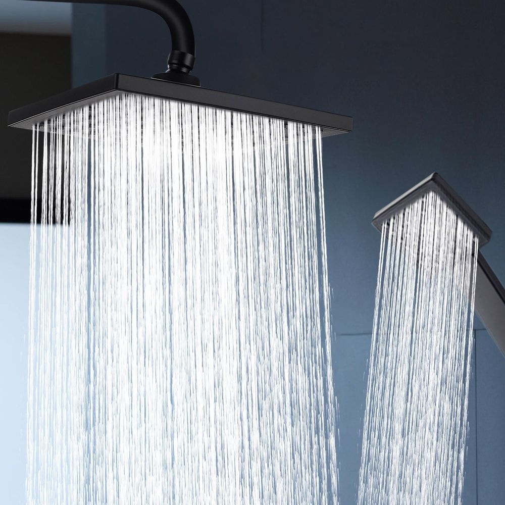 Bathtub Faucet Set,Shower System,Rain Shower Kit Square Single Handle in Wall Waterfall Shower Head Kit for Bathroom Home Black