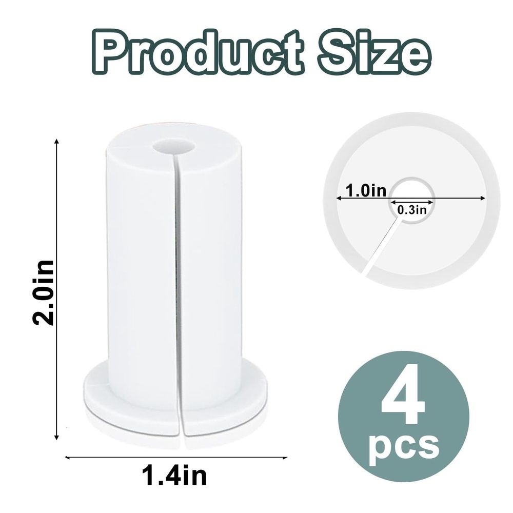 4PCS Ethernet Cable Grommet 1 Inch Rubber Cable Wall Pass Through Grommet for Home and Outdoors White