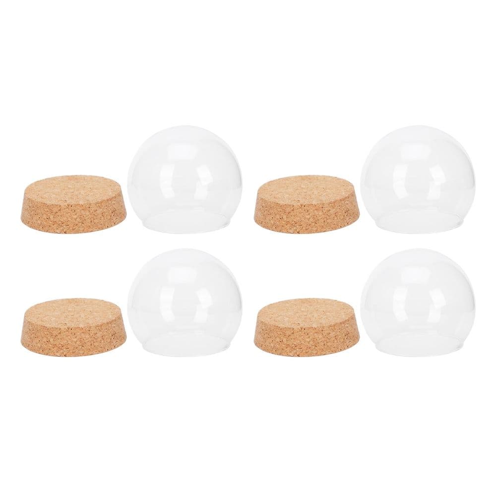 Clear Eternal Flower Glass Cover in Khaki with Cork for Decorative Use 4Pcs