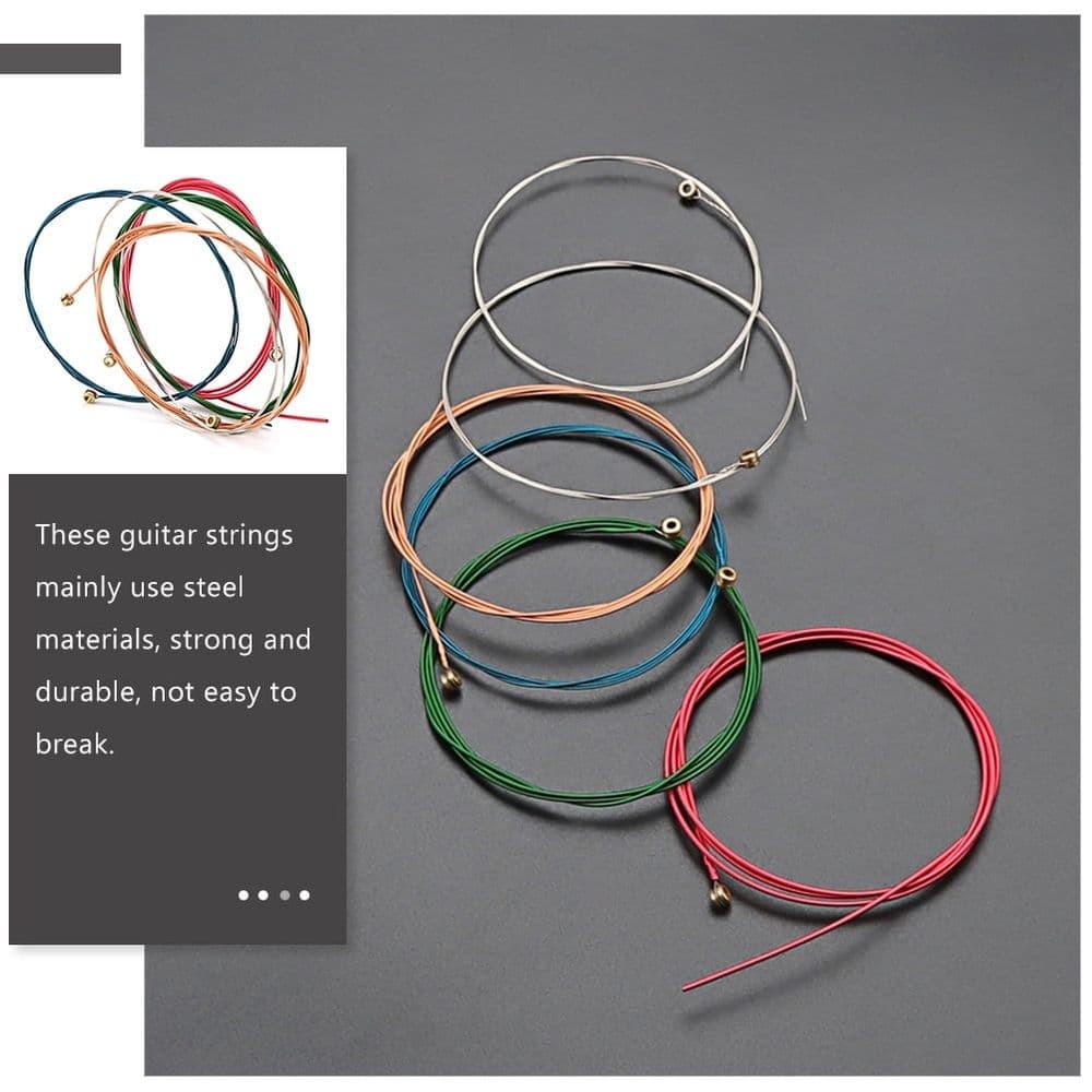 6 Piece Acoustic Guitar Accessory Set Steel Strings Clear Components Assorted Color