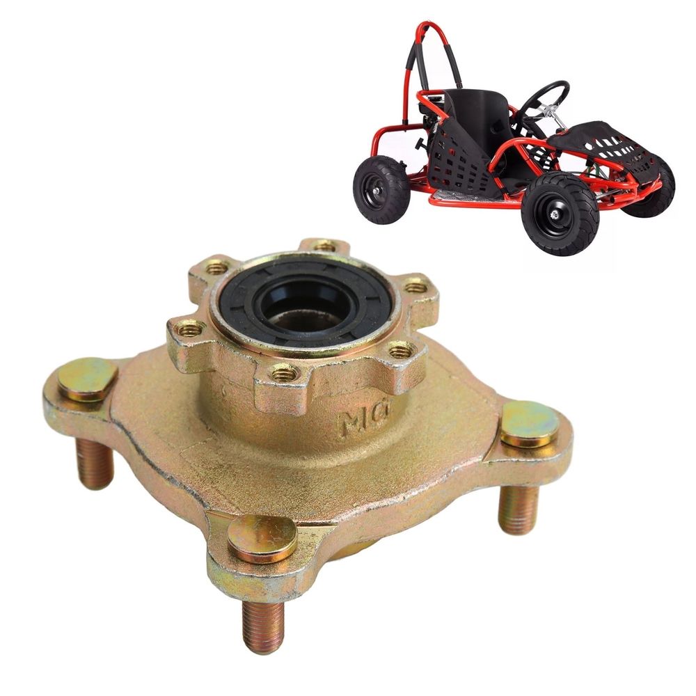 Front Disc Brake Wheel Hub Front Disc Wheel Rim Hub, Steel Alloy 4 Stud Brake Wheel Rim Hub for Go Kart