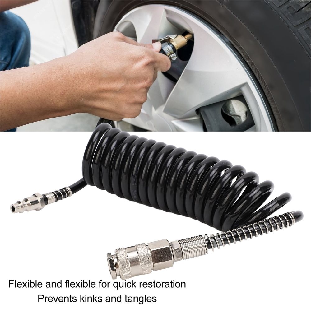 Coiled Air Hose Air Hose, 3 Meters Lightweight Air Hose Abrasion Proof for Dust Blowing Tool