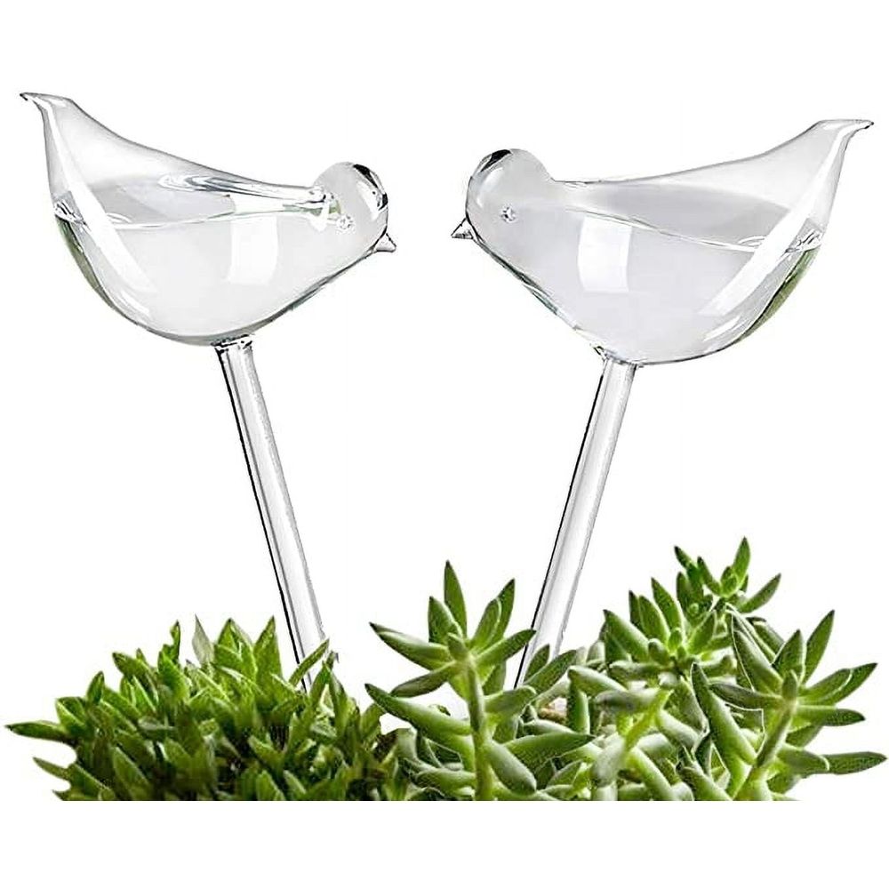 2 Pack Plant Waterer Self Watering Globes,Bird Shape Design Hand Blown Transparent Durable Clear Glass Aqua Bulbs,İndoor and Outdoor Automatic Globe