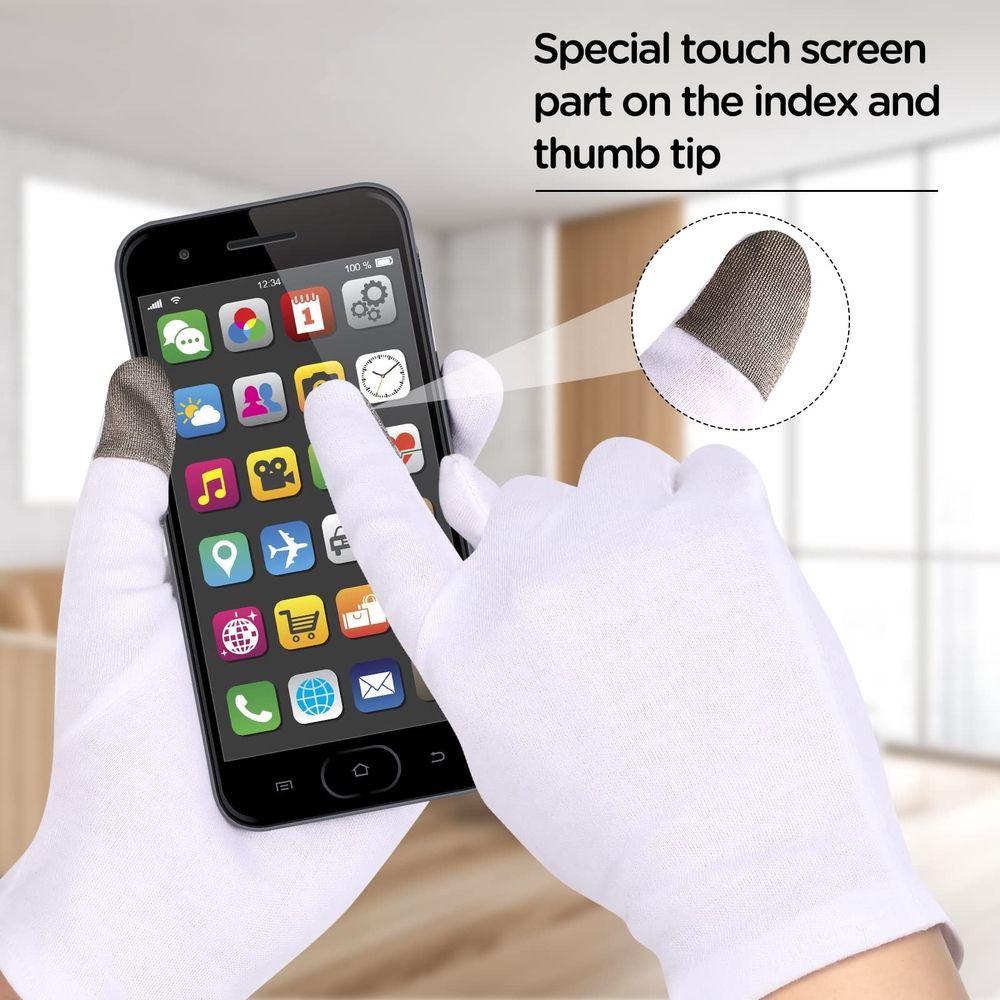 3 Pairs Touch Screen Moisturizing Gloves Cotton Moisturizing Gloves for OverNight Bedtime Heal Eczema Sleeping Lotion Hand Spa Treatment Gloves Repair Rough Cracked Dry Chapped Hands Skin, White
