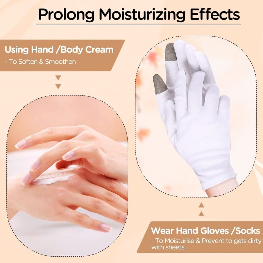 3 Pairs Touch Screen Moisturizing Gloves Cotton Moisturizing Gloves for OverNight Bedtime Heal Eczema Sleeping Lotion Hand Spa Treatment Gloves Repair Rough Cracked Dry Chapped Hands Skin, White