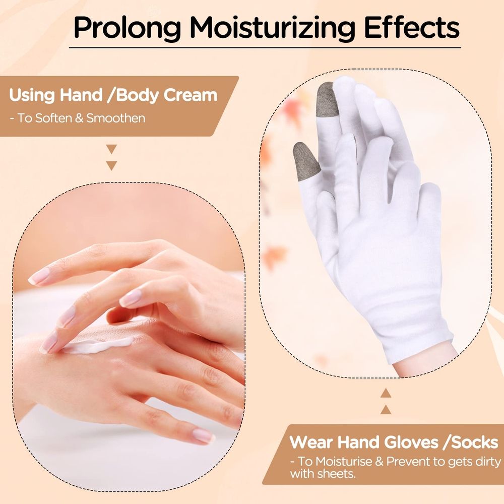 3 Pairs Touch Screen Moisturizing Gloves Cotton Moisturizing Gloves for OverNight Bedtime Heal Eczema Sleeping Lotion Hand Spa Treatment Gloves Repair Rough Cracked Dry Chapped Hands Skin, White