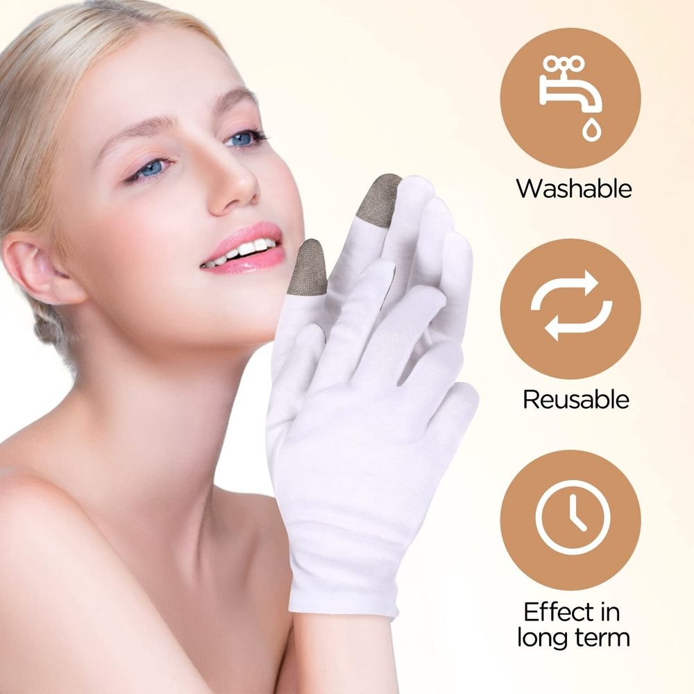 3 Pairs Touch Screen Moisturizing Gloves Cotton Moisturizing Gloves for OverNight Bedtime Heal Eczema Sleeping Lotion Hand Spa Treatment Gloves Repair Rough Cracked Dry Chapped Hands Skin, White