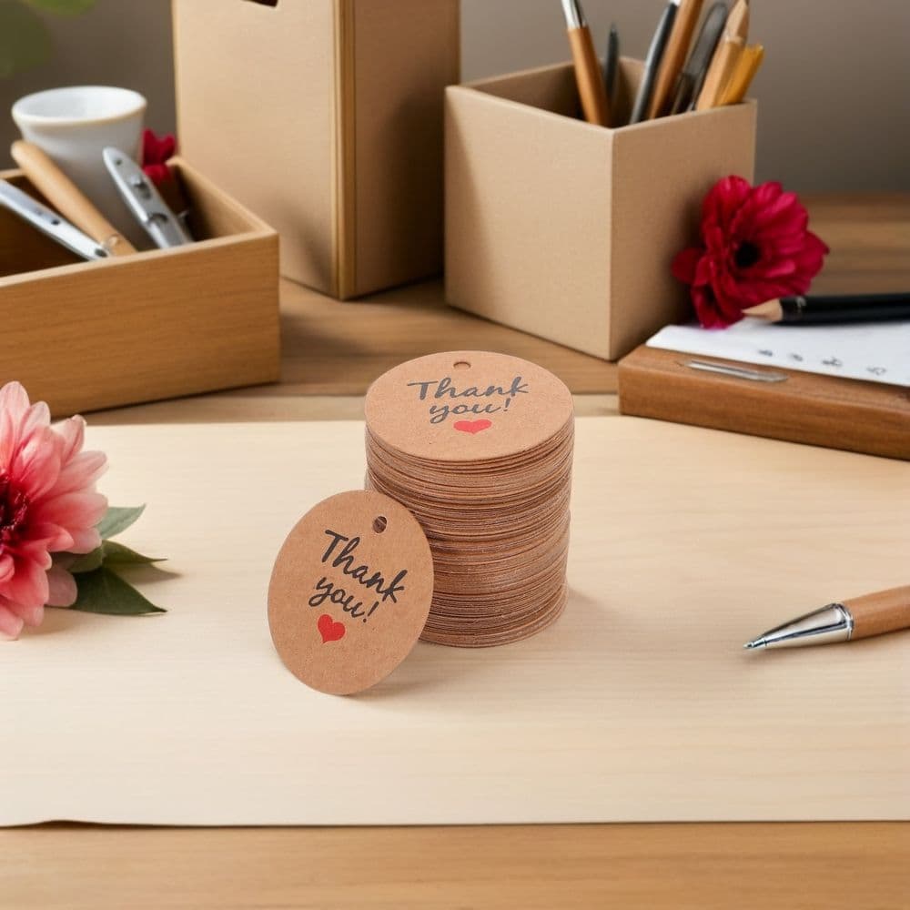 Kraft Paper Round Labels 100 Pcs Multi-Color Ideal for Wedding Party Christmas Rustic Decorations