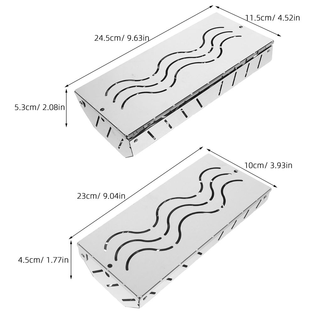 2Pcs Stainless Steel Bbq Smoke Boxes with Lid for Adding Flavor to Meat Fish Vegetable