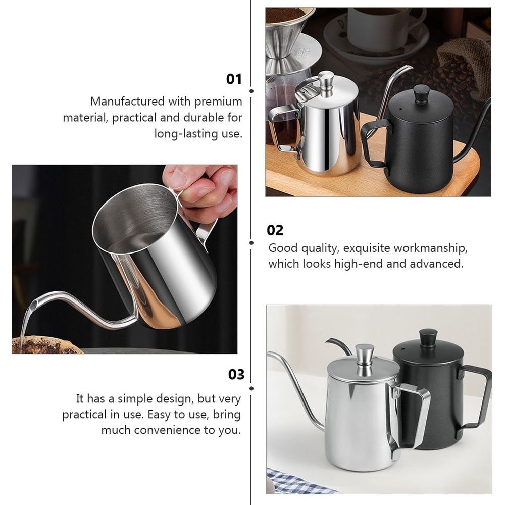 1Pc Plated Silver Stainless Steel Coffee Pot Useful Kettle for Home Supply
