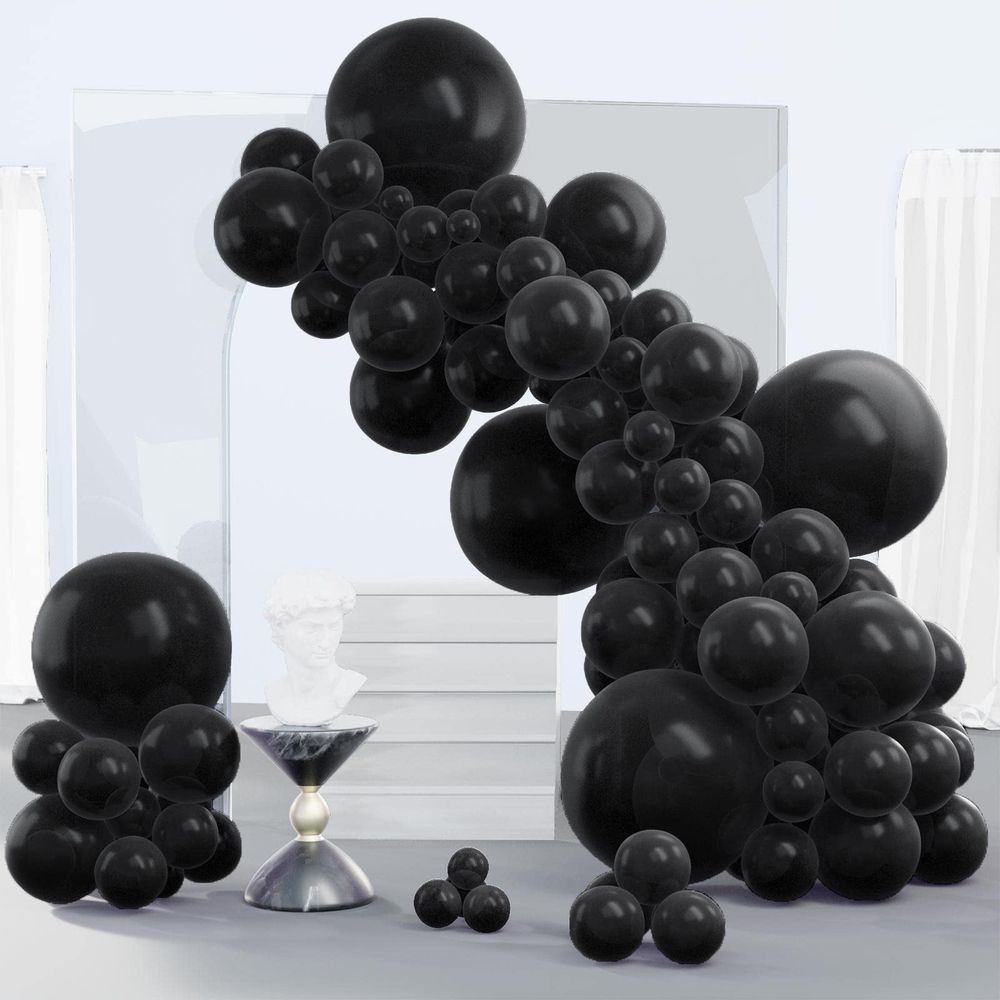 140 Pcs Black Balloons Different Sizes, Black Balloons Arch Kit Garland for Wedding Baby Shower Birthday Party Decorations