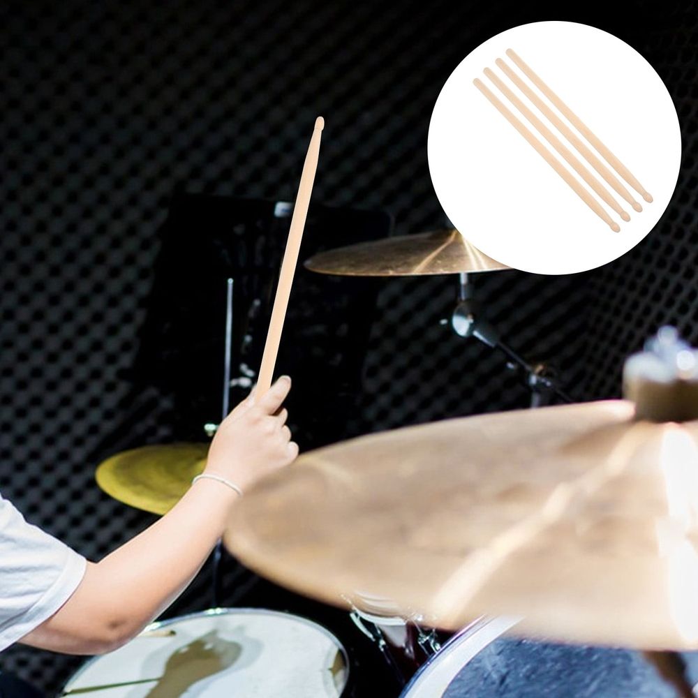 2Pairs Classic Beige Wooden Drumsticks Smooth Surface for All Skill Levels