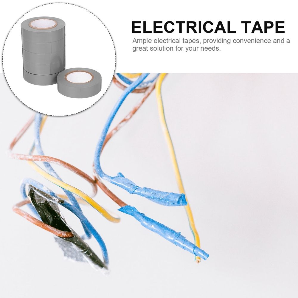 6 Rolls Colored Electrical Tape Assortment PVC Grey for Indoor and Outdoor Applications