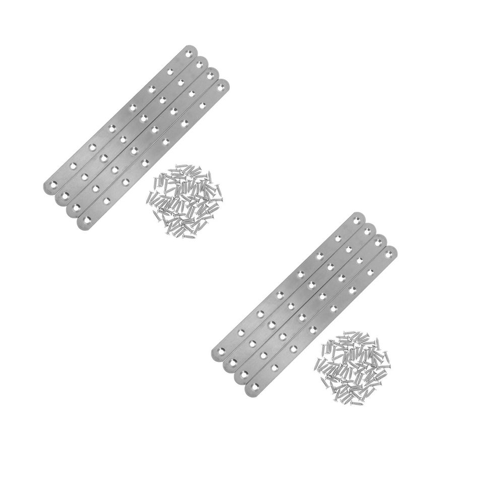 Durable Stainless Steel Flat Plates for Furniture Repairs, Easy Install, Silver, 2Sets