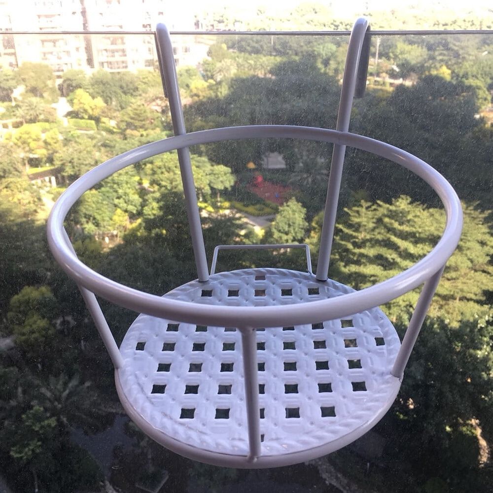 1Pc White Metal Flowerpot Bracket Durable Plant Stand for Balcony Kitchen Garden