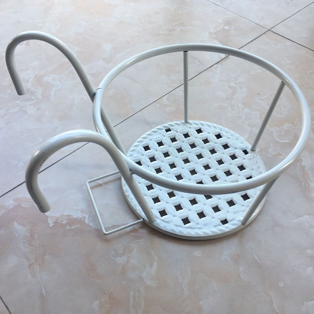 1Pc White Metal Flowerpot Bracket Durable Plant Stand for Balcony Kitchen Garden
