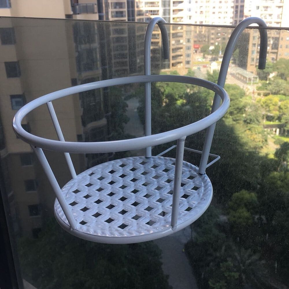1Pc White Metal Flowerpot Bracket Durable Plant Stand for Balcony Kitchen Garden