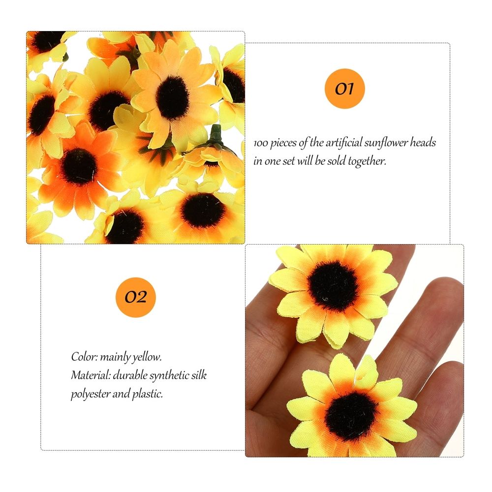 100 Pieces Realistic Yellow Sunflower Artificial Flowers for Home Decor, Party Decorations, Craft Projects, and Floral Arrangements