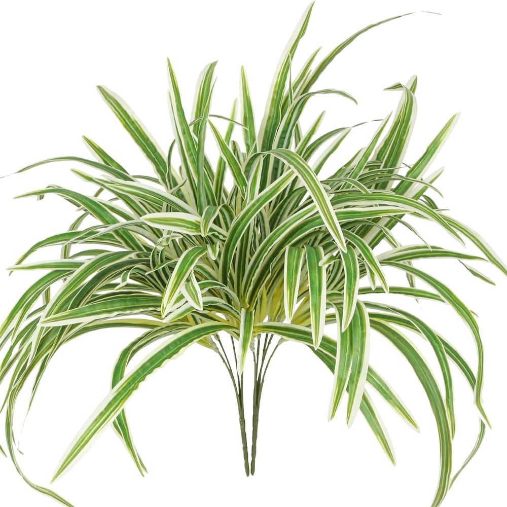 1 5-Pronged Golden-Edged Spider Plant Clearance! Artificial Plant Large Greenery Plants Outside Faux Plants Bushes for Indoor Table Outdoor Planter Decor
