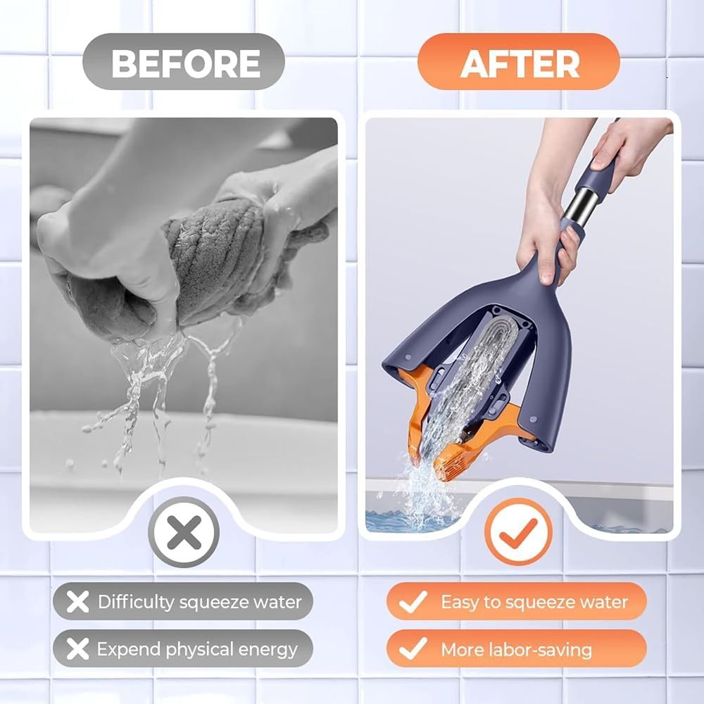 1 Pack Sponge Mop, Self Squeeze Sponge Mops and Stainless Steel Handle,PVA Sponge Mops for Floor Cleaning