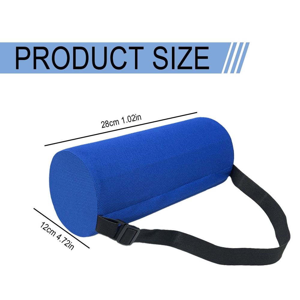 Chair Lumbar Support Pillow Memory Foam Car Seat Back Support Roll for Sciatica Pain Relief Office(blue,28*12cm)