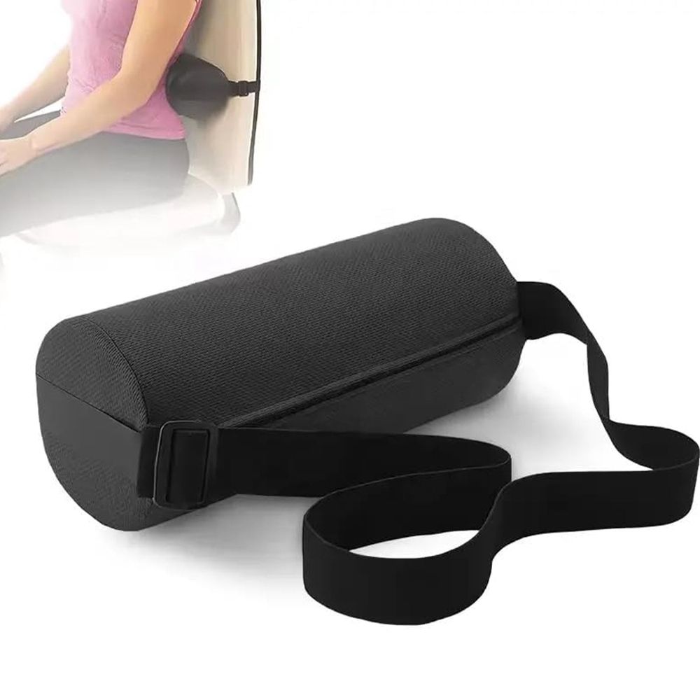 Chair Lumbar Support Pillow Memory Foam Car Seat Back Support Roll for Sciatica Pain Relief Office(blue,28*12cm)