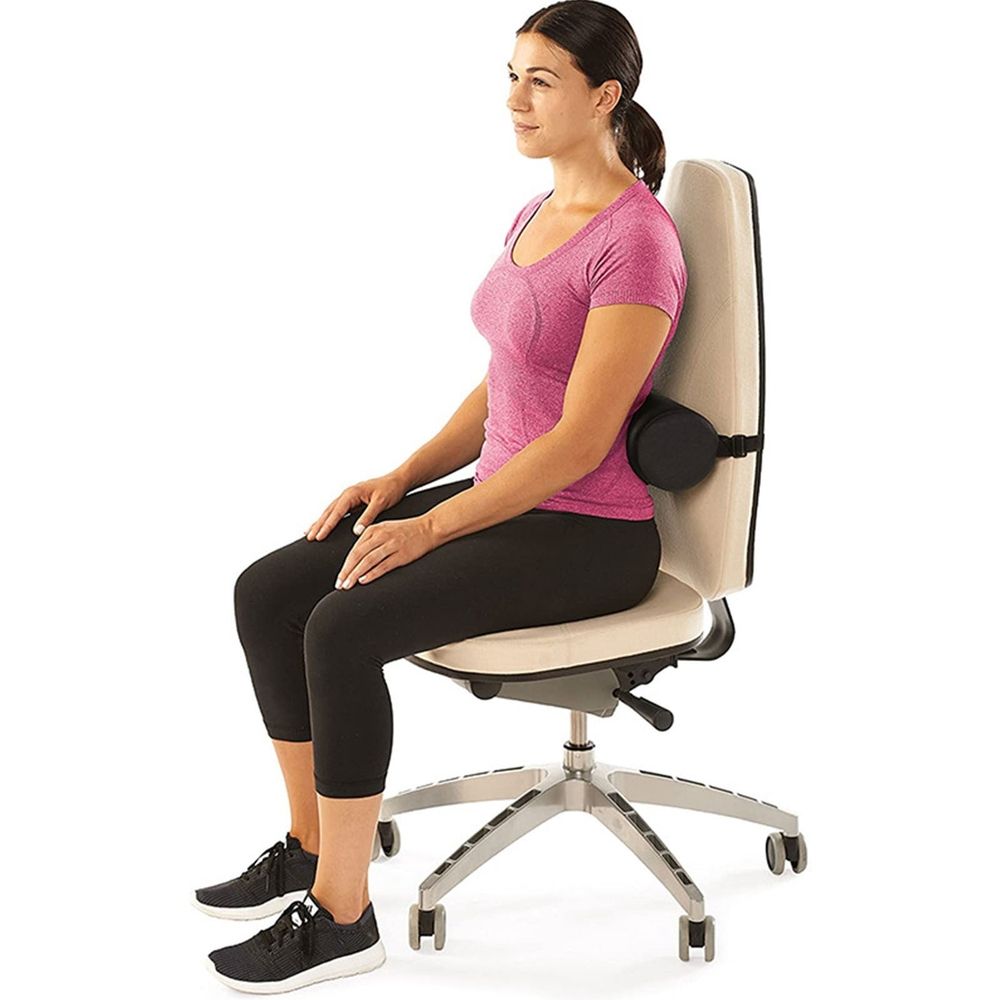 Chair Lumbar Support Pillow Memory Foam Car Seat Back Support Roll for Sciatica Pain Relief Office(blue,28*12cm)