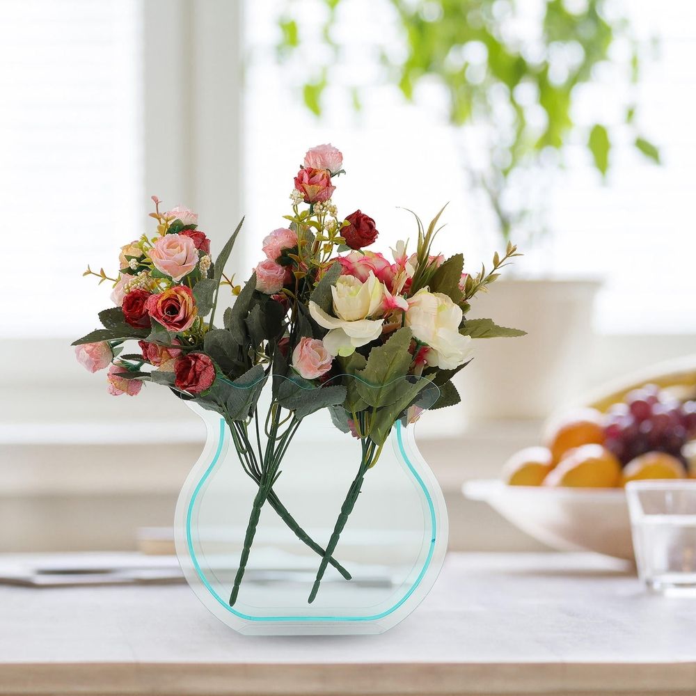 Acrylic Vase Green Transparent for Dried Flowers Elegant Home Decor 1Pc